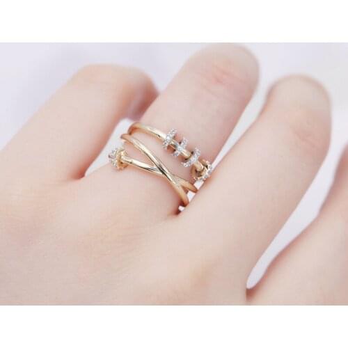 SWOUR New Fashion Jewelry Gold Color Cubic Zirconia Small Hoops Cross Moving Hoops Ring Top Quality Femme S512