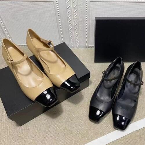 Mary Janes Pumps for Women Genuine Patent Leather Patchwork Mixed Colors High Heels Lolita New Luxury Brand Designer Woman Shoes