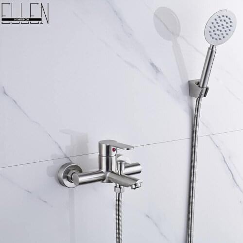 Vidric Wall Mounted Bath Shower Faucet With Hand Shower Stainless Steel Brush Nickel Finished Shower Head Shower Faucet Sets ELS