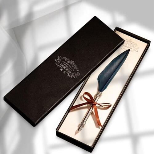 Vintage Feather Quill Pen Calligraphy Dip Ink Pen with Gift Box for Father Husband Teacher Birthday Fathers Day Christmas Gift