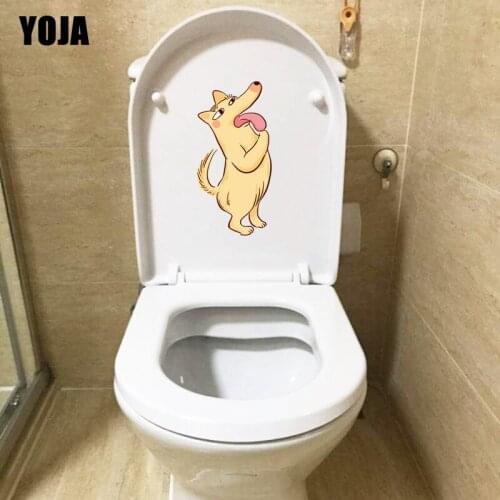 YOJA 11.1*22.8CM Cartoon Dog Toilet Sticker Decal Living Room Home Wall Decor Animal Pattern T3-0628