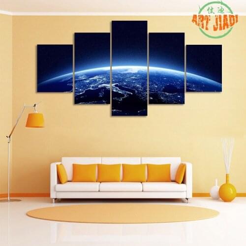 Earth At Night As Seen From Space 3-4-5 Piece Canvas Art Canvas Paintings HD Decorations For Home Wall Art Prints Canvas\A432
