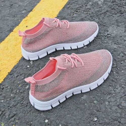 Bjakin Ladies Shoes Fashion Walking Gym Flats Summer Running Shoe Casual Breathable Woman Comfortable Sport Sneakers Big Size 43