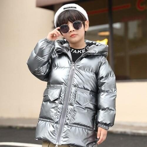 Winter Shiny Jacket For Girls boys Hooded Warm duck down jacket Children Girls Winter Coat 3-12 Years Teenage Parkas Outerwear