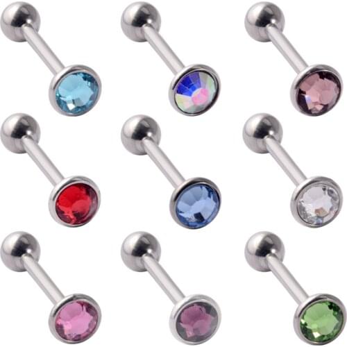 1pcs Surgical Steel Tongue Barbell Ring Industrial Barbell Rings Nipple Bar Piercings Ear Tragus Helix Ear Piercing Body Jewelry