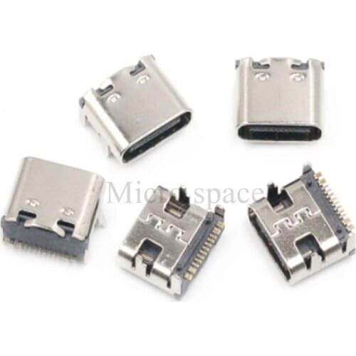 10 Stuks Smt Usb 3.1 Type-C 16pin Vrouwelijke Connector Voor Mobiele Telefoon Opladen Poort Opladen Socket Tow Voeten plug