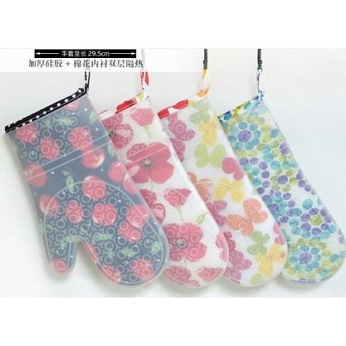 100pcs/lot, Microwave Oven Gloves with cotton Gloves Thickened Silicone Microwave Oven Heat Insulation Gloves