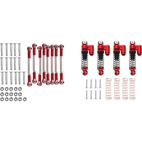 2 Set RC Car Part: 1 Set Metal Tie Rod & 1 Set Car Metal Adjustable Shock Absorbers Damper Set