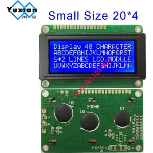 Free shipping 2PCS small mini size 2004 20*4 lcd display 77*47mm Blue 5v 2004E instead WH2004D PC2004-C