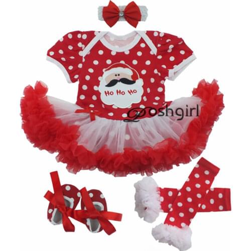 4pcs/Lot Xmas Gift Baby Girl Infant Clothing Sets Santa Claus Tutu Romper Dress Outfit Princess Bebe Birthday Costumes Vestidos