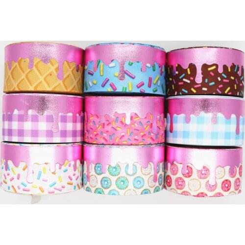 5 yards 1.5" 38MM Grosgrain Ribbon Pink Gold Foil Cream Printed Ribbon For Hair Bows DIY Crafts Handmade Accessories M20042004