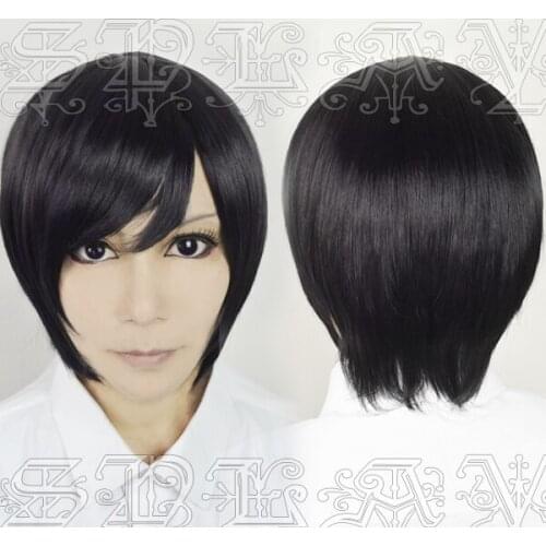 Anime Touken Ranbu Online Yagen Toushirou Cosplay Wigs Short Black Heat Resistant Synthetic Hair Wig + Wig Cap