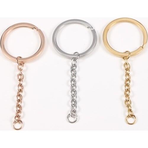 30*75mm Key Chains Hanging Keyring Stainless Steel Keychains Mirror Polished Chain For DIY Jewelry Making 20pcs/lot