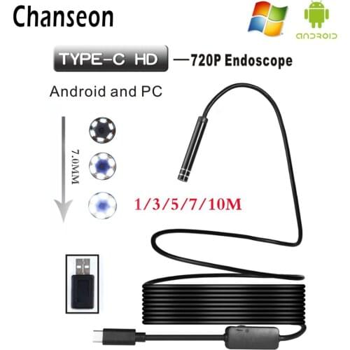 Chanseon Endoscope Camera Waterproof Inspection Camera 5.5/7/8mm USB 1/3M TYPE-C Mini Endoscope Borescope For Huawei Phones