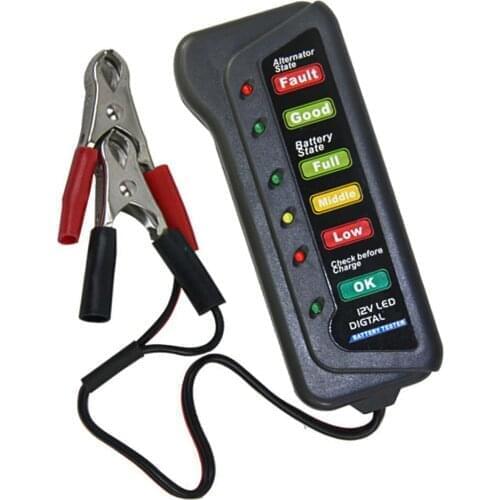 12V Digital Battery Alternator Tester 6 LED Lights Display Auto Car Diagnostic Tool for Cars Vehicle Motorcycle New