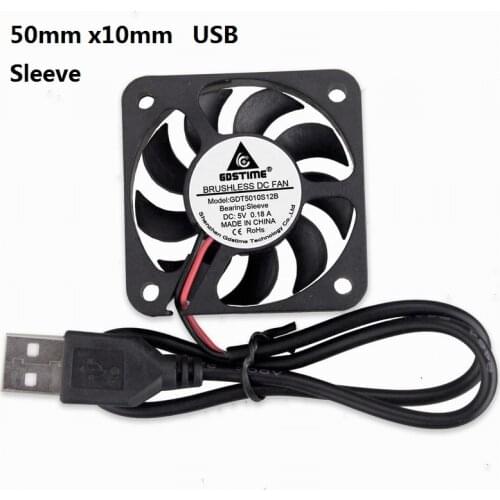 Gdstime 10 pcs 5cm 5V USB Powered 50x50x10mm 5010 DC Brushless Cooling Fan For Laptop CPU Cooler 50mm x 10mm