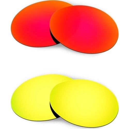HKUCO For Romeo 1.0 Sunglasses Replacement Polarized Lenses 2 Pairs - Red & Gold