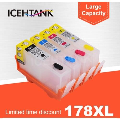 ICEHTANK 178 178XL Refillable Ink Cartridge For HP Photosmart 5512 5514 5515 5520 5521 6510 6512 6515 6520 6521 7515 Printer