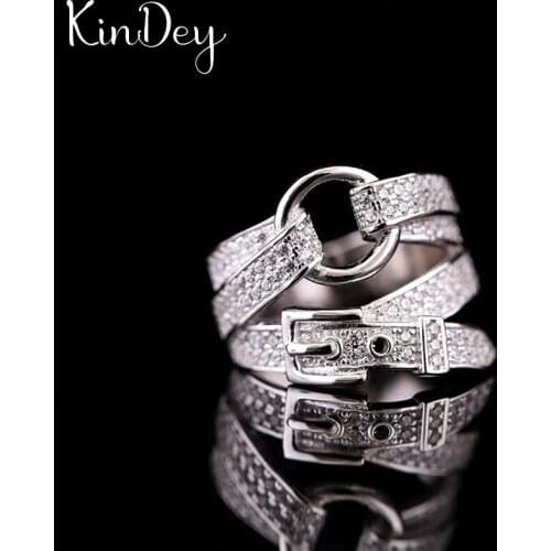 Kindey Personality Silver Color Belt Rings For Women Bridal Wedding Jewelry Adjustable Size Finger Rings