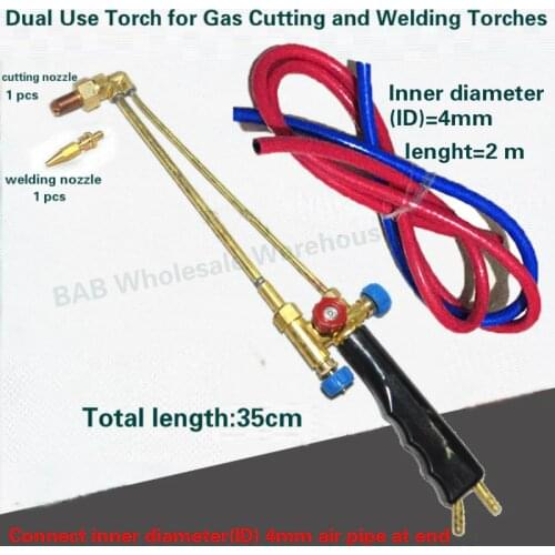 Oxygen Acetylene Dual Use Torch for Gas Cutting and Welding Torches with 1pcs cutting nozzle/1pcs welding nozzle/air pipe 2/3/5m