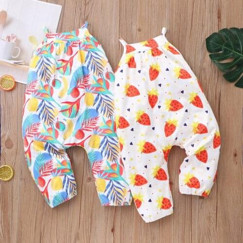 Newborn Infant Baby Girls Rompers Summer Slip Suspenders Fruit Jumpsuit Romper Jumpsuit Vestidos De Verano Baby Girl Clothes