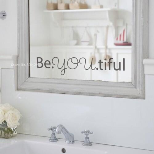 Beautiful Wall Mirror Door Sticker Home Decoration Living Room Decals Alternative Simple Words Décor Removable YT6282