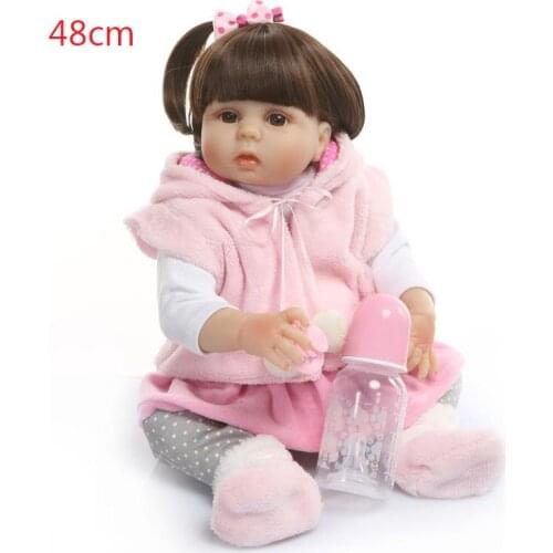 Baby doll toys full silicone reborn baby girl doll 19" 48cm bebe reborn realista boneca can bathe bb reborn