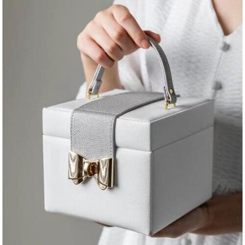 2021 Fashion Gift box Portable Square Jewellry Organizer Container with Mirro and 2 Drawers for Travel Jewelry Organizers Boxes