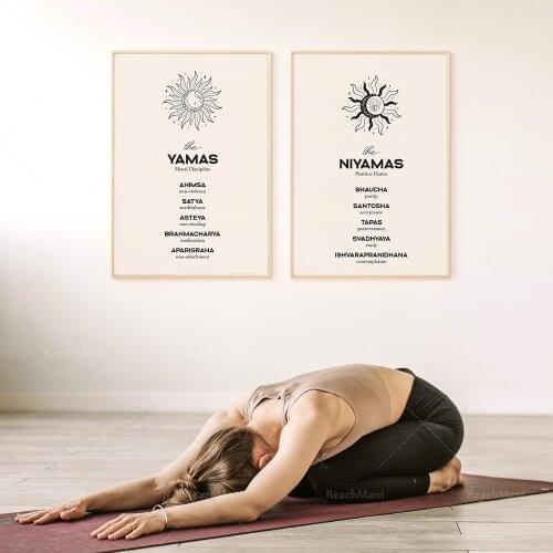 Yama Niyama Prints Set of 2 Yoga Wall Art Asthtanga Yoga Poster 8 Limbs of Yoga Home Decor Spiritual Decor Printable Art