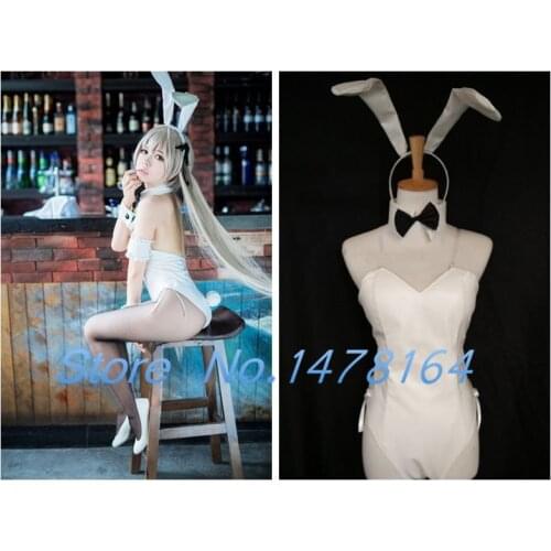 New In solitude Yosuga no Sora Kasugano White Bunny Girl Cosplay Costume Free shipping