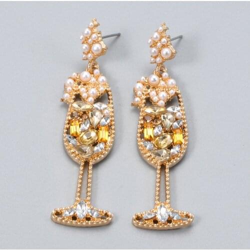 JURAN New Arrival Statement Red Wine Cup Earrings Luxury Crystal Drop Earring Fashion Jewelry Accessories For Women Wholesale