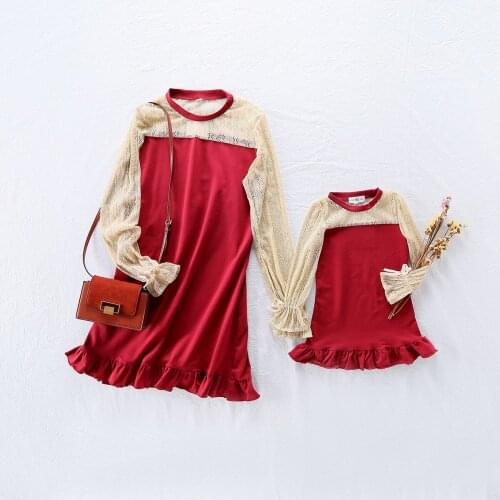 Dress Mum and Girl 2019 Mum and Daughter Matching Outfit New Spring Summer Mommy and Me Dress Party and Wedding Dresses