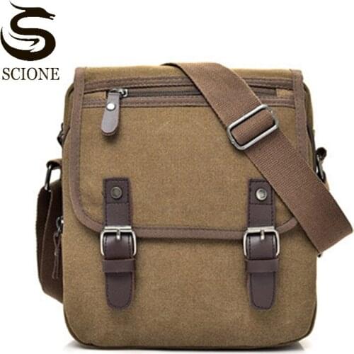 Men Casual Fashion Canvas Crossbody Bags Male Retro Messenger Bags Multi-pocket Daily Shoulder Bags Business Travel Bags XA54M