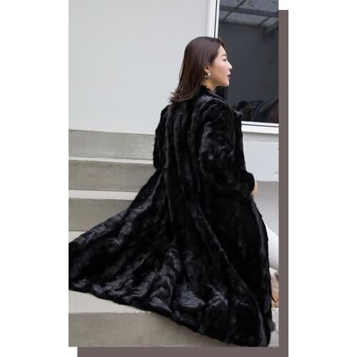 Luxury Lady Genuine real natural mink fur coat womens long fashion stand collar warm winter waistcoats jacket custom any size