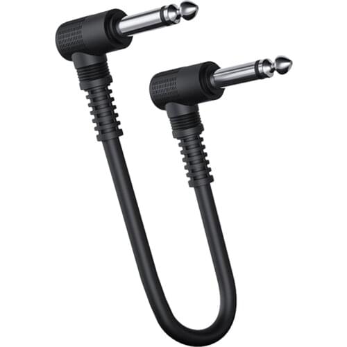 15CM/20CM Musical Instrument Cables Guitar Patch Cables 6.35 Angled Plug Audio Cables for Bass Keyboard Effect Pedals Black