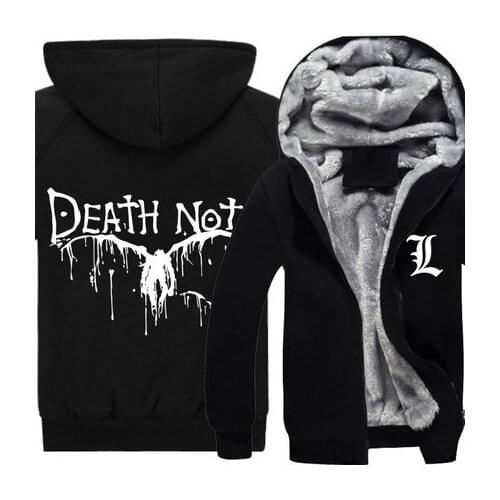 Death Note Hoodie Winter Men Thick Jacket Fashion Anime Yagami Light Cosplay Coat Sweatshirt