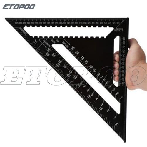 Triangular Measuring Ruler 12 Inch Aluminum Alloy Measuring Tool 90 Degrees Speed Square Angle Ruler Woodworking Carpenter Tool
