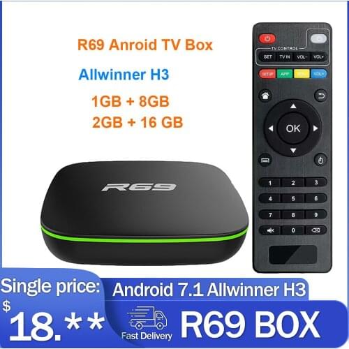 R69 TV Box Android 7.1 Allwinner H3 Quad-Core 1G8G 2G16G 2.4GHz WiFi 1080P HD Home Smart Media Player Set Top Box