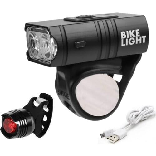 2xT6 Bicycle Light LED Cycling USB Rechargeable 800LM Front Taillight Set Mini Portable Taillight Night Riding Safety Headlight