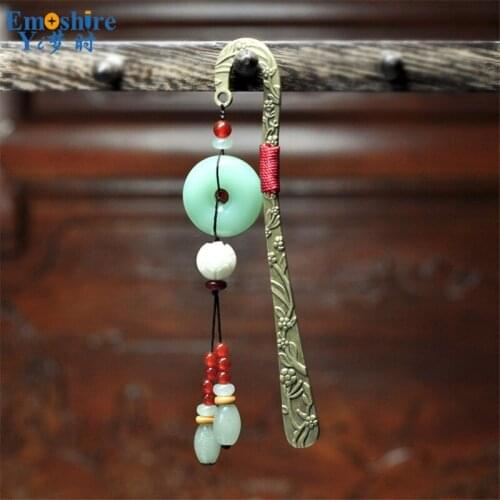 Adult Bookmarks for Reader Diary Book Wholesale Green Pendant Tassel Vintage Bookmarks for Man Lady Birthday Bookmarks M138
