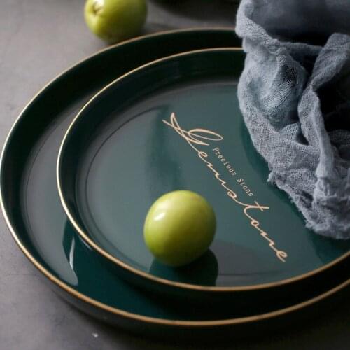 Dinner Plates Green Phnom Penh Food Dish Plate Round Dish Salad Platter Kitchen Dinnerware Elegant Decorative Tray
