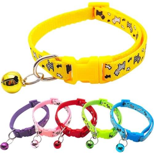 Yellow Pet Outdoor Walking Supplies Luminous Red Dog Collar Adjustable Cat Necklace 32cm Leash with Bell for Medium Small Pets