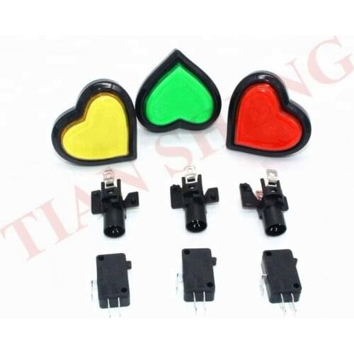 10PCS Free shipping Factory price Heart-shape game machine push button arcade LED momentary push button illuminated push button