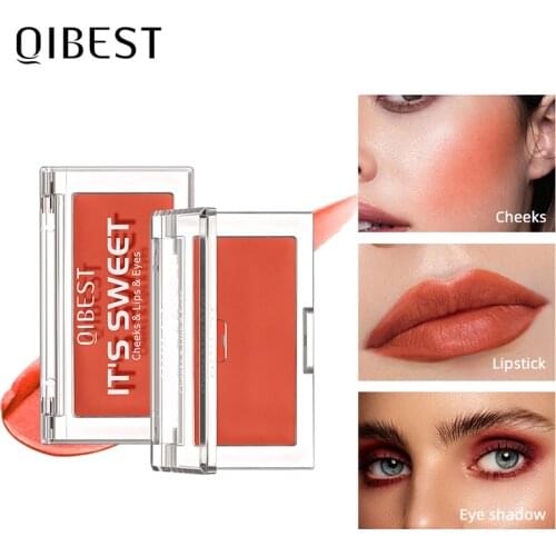 3 In 1 Lipstick & Eye Shadow & Blush Repairing Palette Monochrome Rouge Cream No Blooming Naturally Blush Portable Lip Gloss