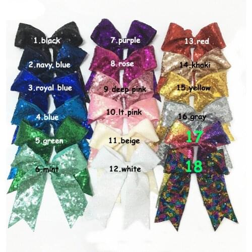 30 pcs / lot , 6'Sequin Leather Bows Cheerleading Bow Girls Handmade Hair Accessories headwear DIY