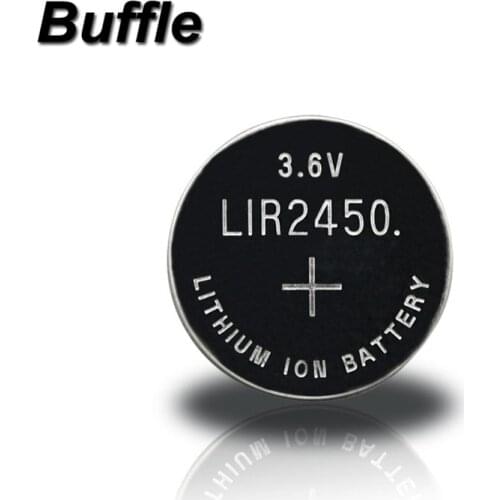 50pcs/lot Buffle 3.6V LIR2450 120mAh Rechargeable Batteries 500 Times Lithium Coin Cell Button Battery Replaced CR2450 LM2450