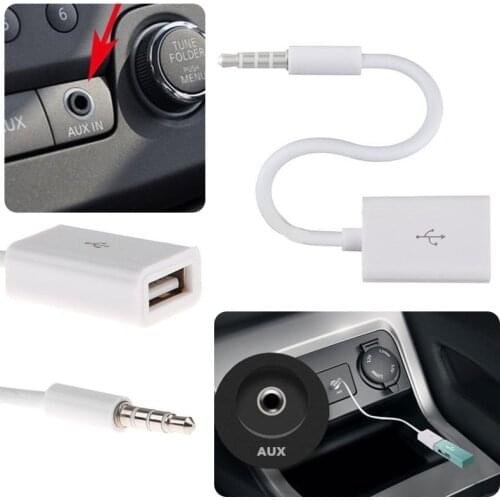 12v Car 3.5mm Male AUX Audio Plug to USB 2.0 Female Converter Adapter Cable New