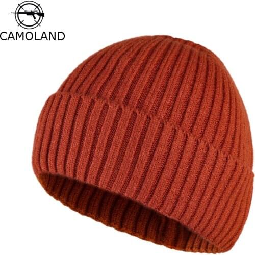 CAMOLAND Autumn Soft Knitted Hats For Women Men Solid Color Beanies Outdoor Warm Skullcap Male Hip Hop Hat Sports Elastic Cap