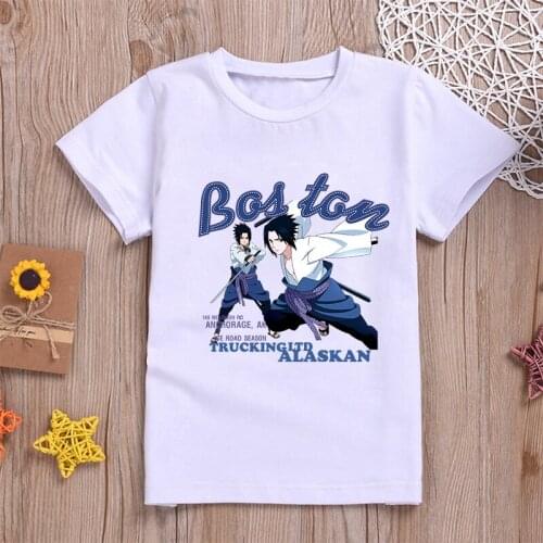 New Fashion Summer Naruto Cute Children Bandai Brand Tshirt for Kids Girl Short Sleeve Sasuke Print T Shirts Tops Baby Clothes
