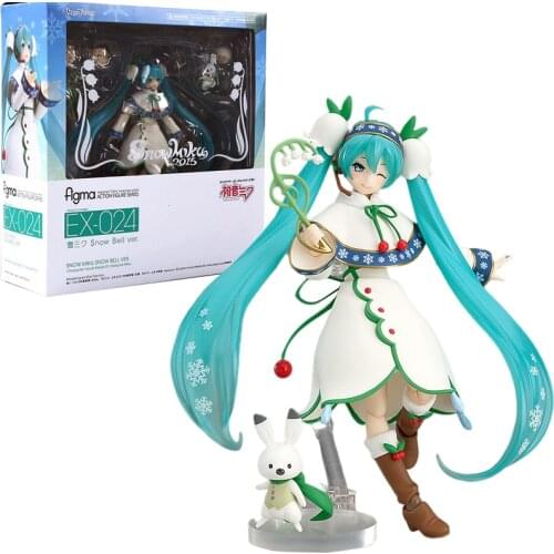 Original Anime Figurine Figma VOCALOID Snow Hatsune Miku Snow Bell Ver 13cm PVC Action Collection Doll Decration Model Kids Toys